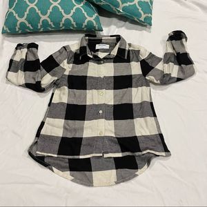 Old‎ Navy Girls Long Sleeve Shirt Dress Size Small (6/7) Black Cream Plaid